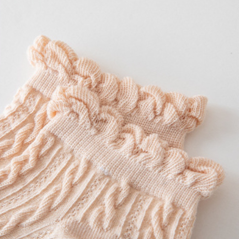 Đôi tất FHYL ngắn tới mắt cá chân bằng cotton màu trắng in họa tiết phong cách Lolita cho nữ sinh