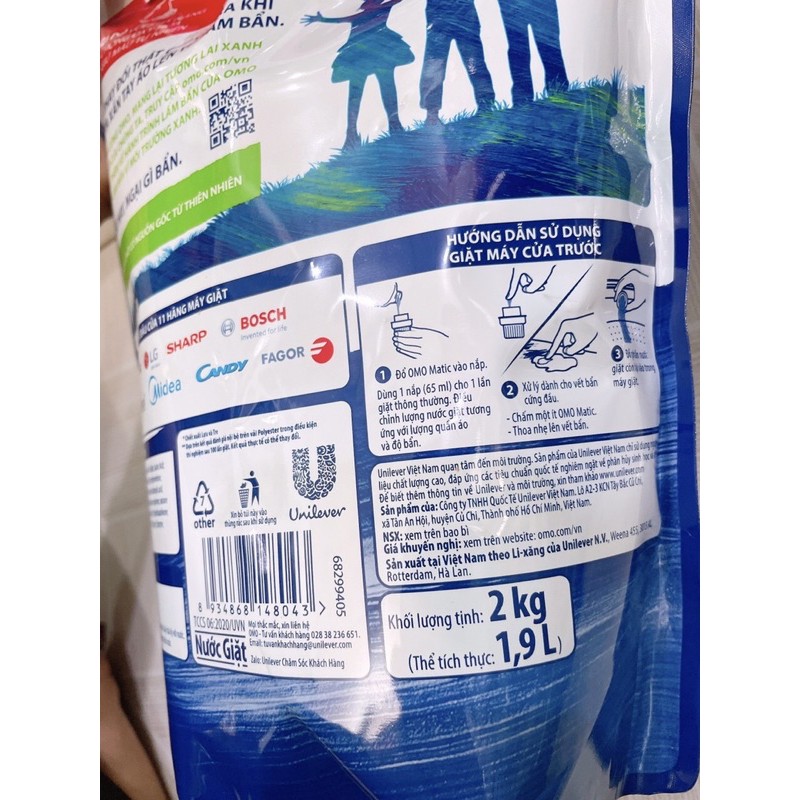 Túi Nước Giặt OMO Matic cửa trước 2kg