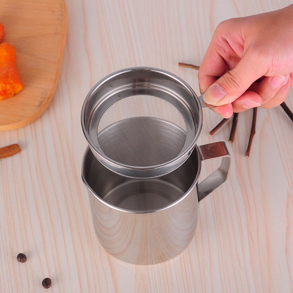 YIYU 1 nồi lọc dầu bằng thép không gỉ 1.3L/1.8L có tay cầm và nắp đậy tiện dụng