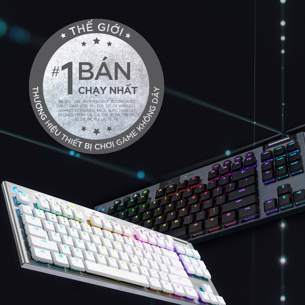 [Mã ELLOGIWL5 giảm 10% đơn 500K] Bàn phím cơ gaming không dây Logitech G913 TKL – Không phím số, Bluetooth/USB, RGB