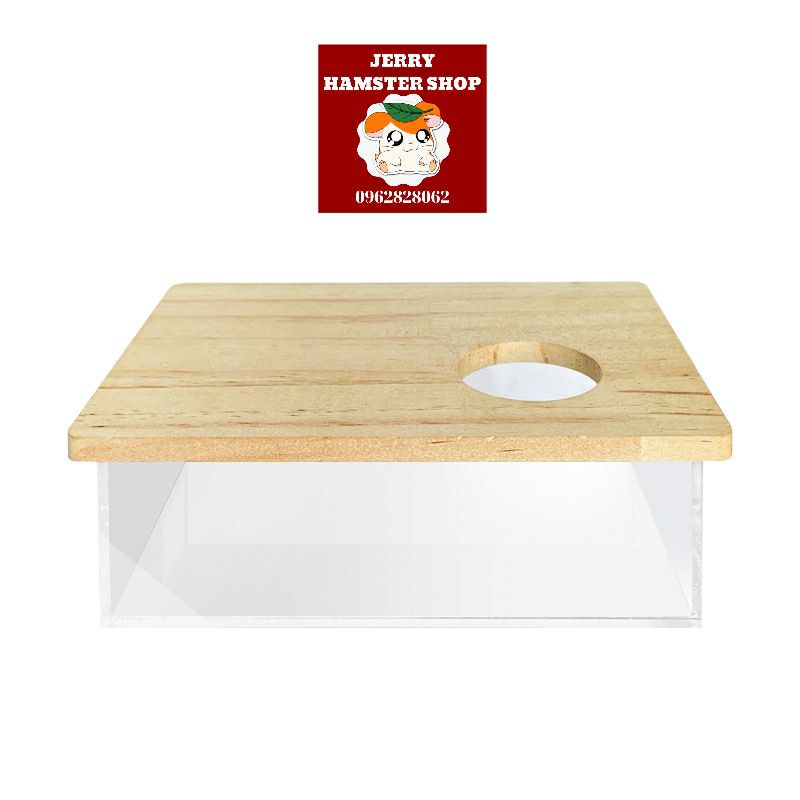 Nhà tắm acrylic nắp gỗ cho hamster