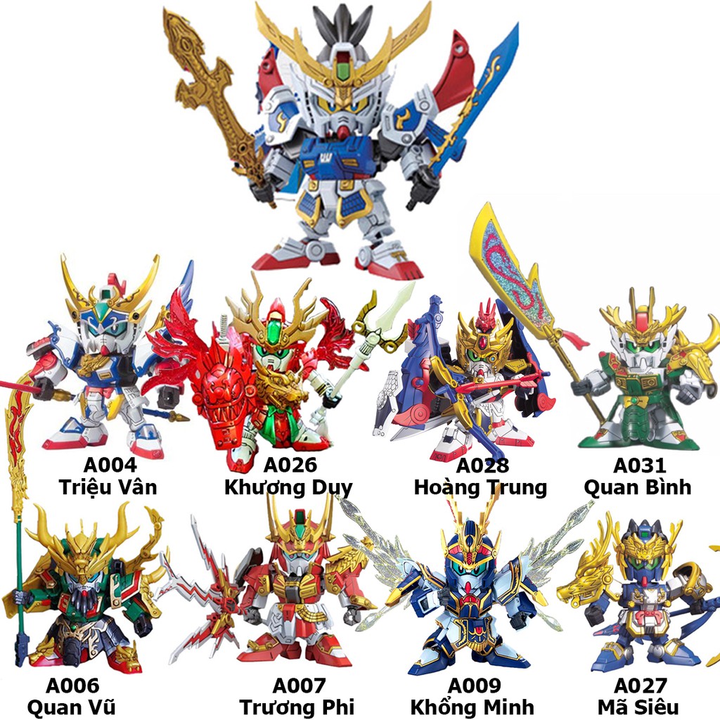 Gundam tướng Thục Tam Quốc Chí - Đồ chơi lắp ráp SD Gundam tướng Thục Lưu Bị Quan Vũ Trương Phi Triệu Vân giá rẻ 100K