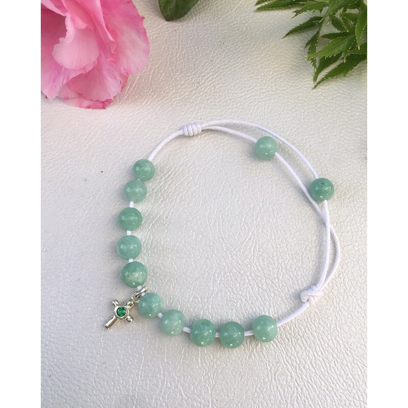 Vòng hạt gỗ Mân Côi đeo tay Chuỗi Công Giá Thánh giá bạc S925 corded jade Rosary bracelet