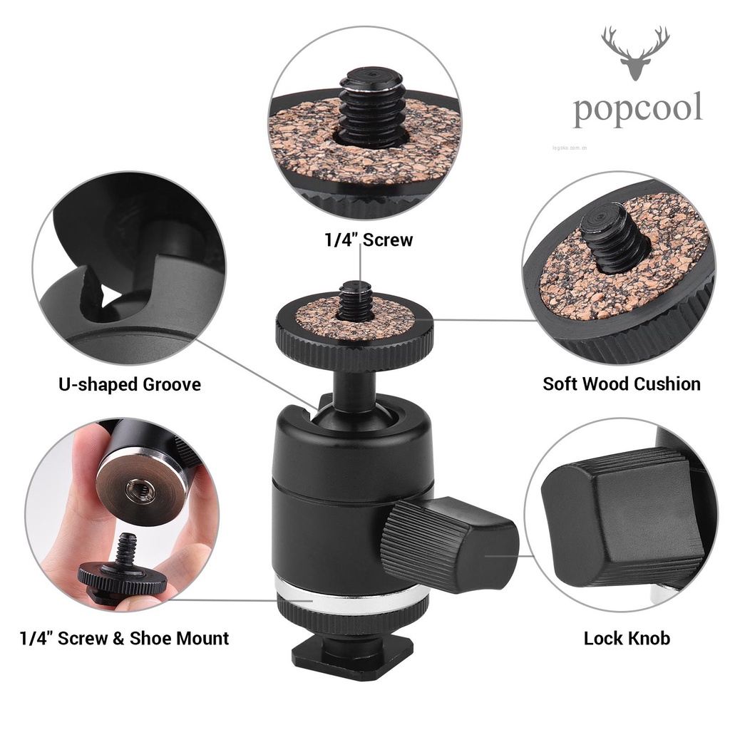 Đầu Bi Xoay 360 Độ Với Ốc Vít 1 / 4 Inch Cho Giá Đỡ Ba Chân Máy Ảnh Túi Đựng Đồ Dùng 11lbs Tiện Dụng | BigBuy360 - bigbuy360.vn