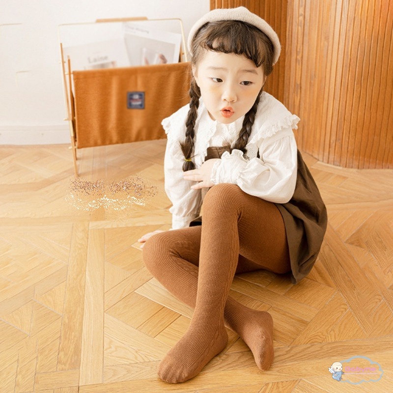 Quần Legging Lưng Cao Chống Muỗi Màu Trơn Bằng Cotton Cho Bé Gái