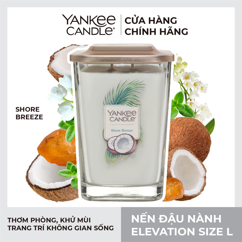 Nến ly vuông Elevation Yankee Candle size L - Shore Breeze (552g)