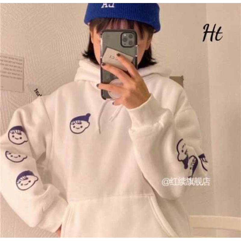 áo hoodie nỉ bông cậu bé in dọc tay áo