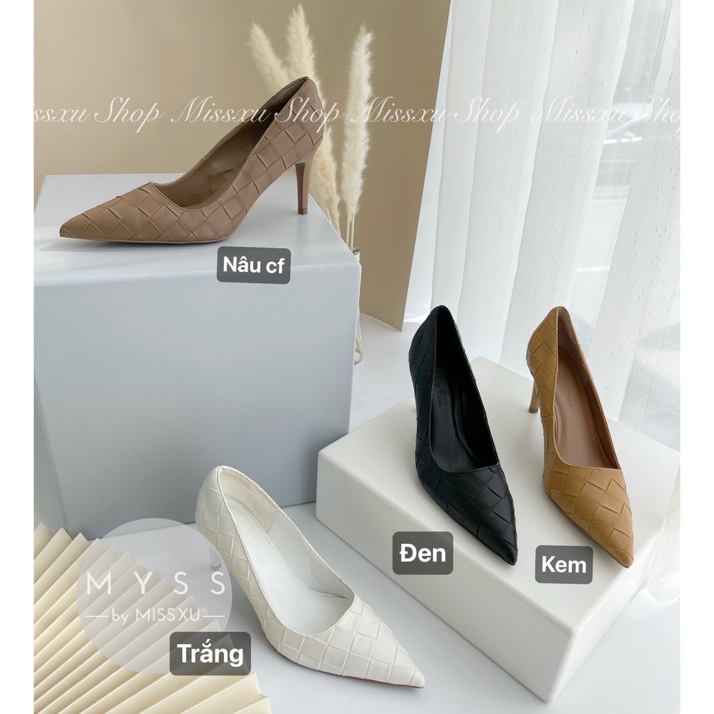 Giày nữ mũi nhọn vân ô 7 cm thời trang MYSS - CG189