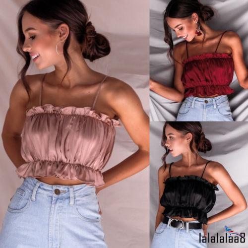 Áo croptop hai dây nhún bèo điệu đà và quyến rũ cho nữ