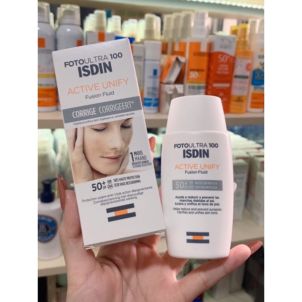 Kem chống nắng ngăn ngừa đốm nâu FotoUltra100 ISDIN Fusion Fluid Active Unifi SPF 50+ 50ml