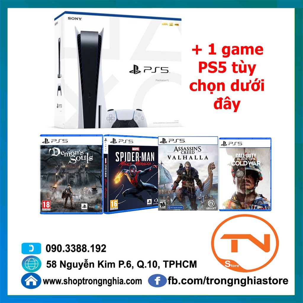 Máy PS5 Sony Playstation Hàng chính hãng phiên bản có ổ đĩa Blue-ray - Kèm 1 game PS5 tùy chọn