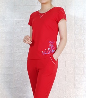 Bộ Nữ Áo Cộc Quần Dài Cotton Cao Cấp