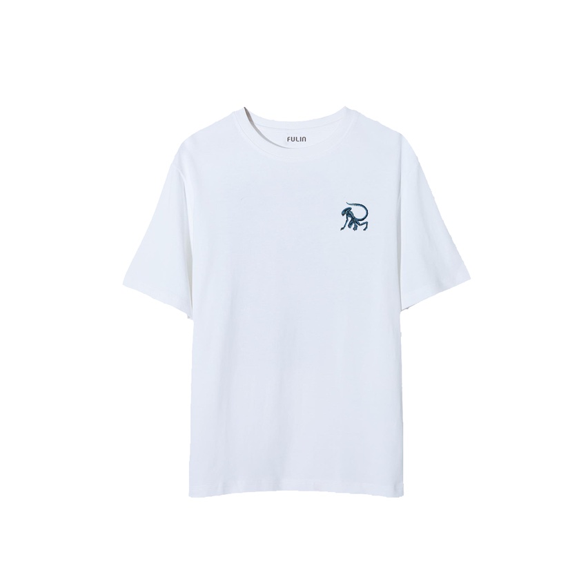 Áo thun Trắng Unisex hiệu FULIN 100% Cotton co dãn 2 chiều - Có in họa tiết trẻ trung