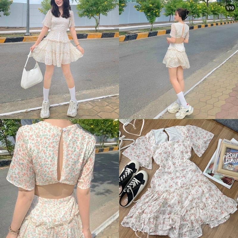 ĐẦM HOA CUT OUT LƯNG