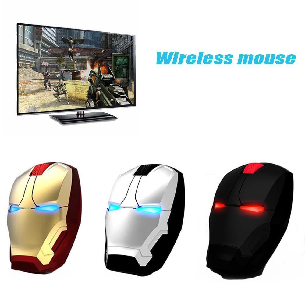 Chuột không dây dùng để chơi game hình nhân vật Iron Man 2.4G 4D 3 LED sáng tạo