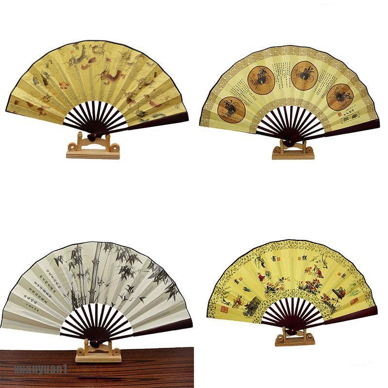 1 Chiếc Quạt Xếp Polyester In Họa Tiết Phong Cách Trung Hoa - Chọn Hình Ngẫu Nhiên - Quạt cổ trang thư pháp