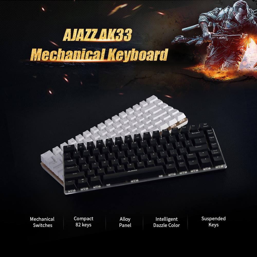 Bàn Phím Cơ Gaming Ajazz Ak33 82 Nút Có Đèn Led Nền 1 Màu