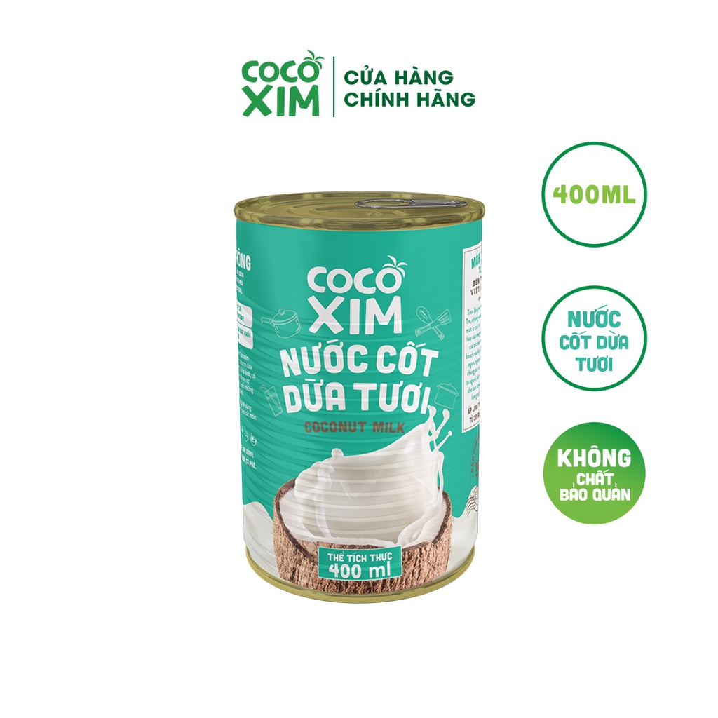[NẤU ĂN SIÊU GỌN]_Nước cốt dừa tươi Cocoxim (12% béo) dung tích 400ml/Hộp