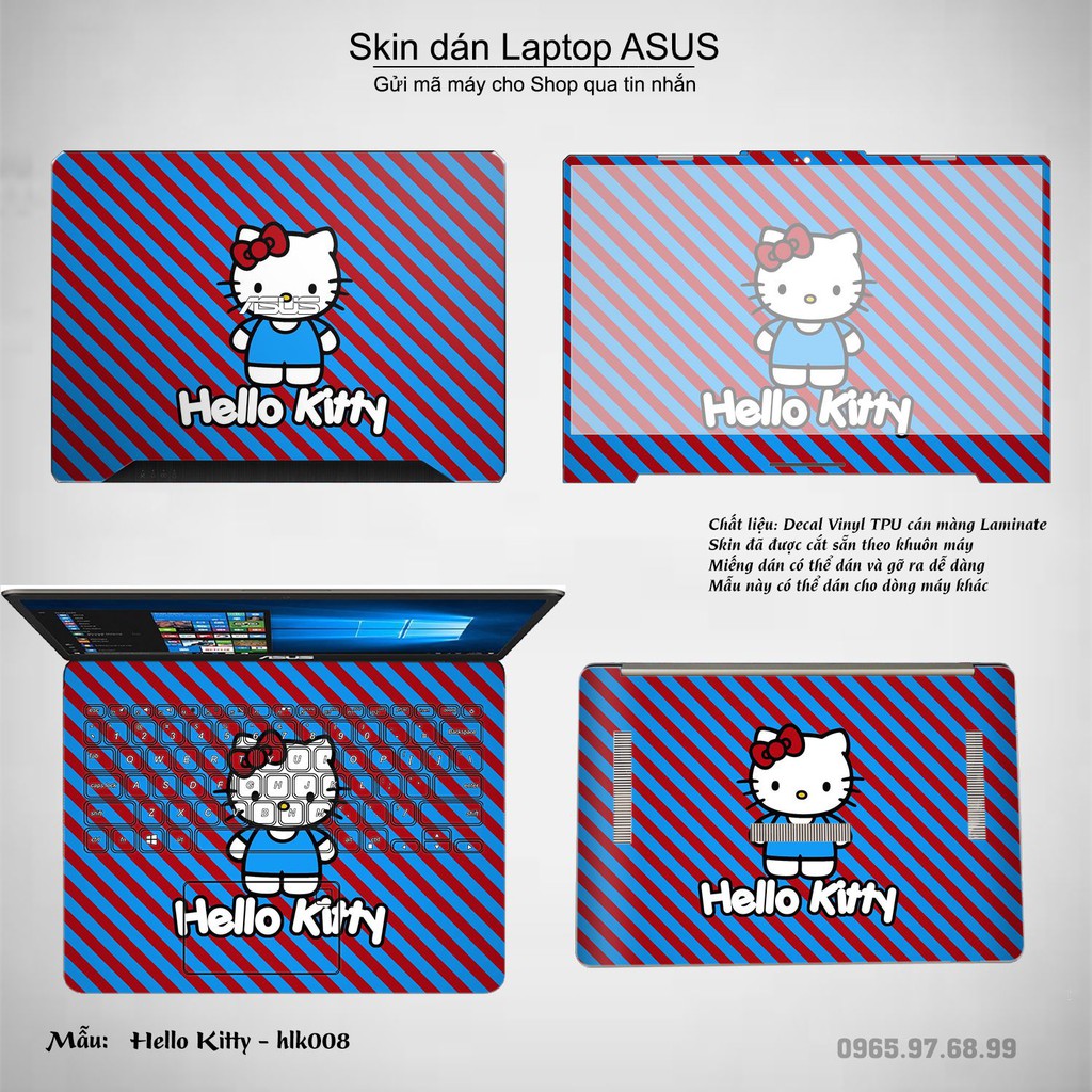 Skin dán Laptop Asus in hình Hello Kitty (inbox mã máy cho Shop)