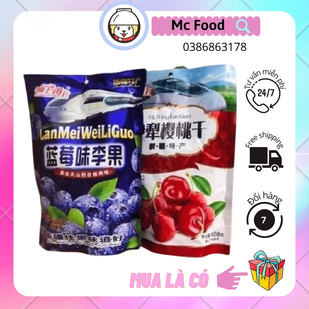 Ô mai cherry Ô mai việt quất 408gMc Food đồ ăn vặt trung quốc