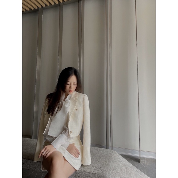 Set dạ và áo sơmi - Clara set trắng