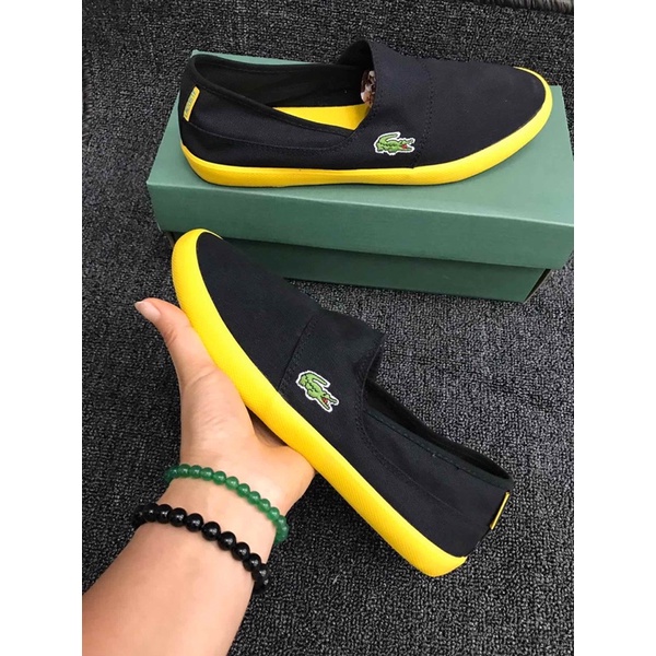 Giày lười vải dành cho nam nữ đế bệt dáng ôm lacoste