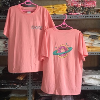 Áo thun unisex in (SỈ 37K)ẢNH THẬT cafe màu hồng tay lỡ cotton