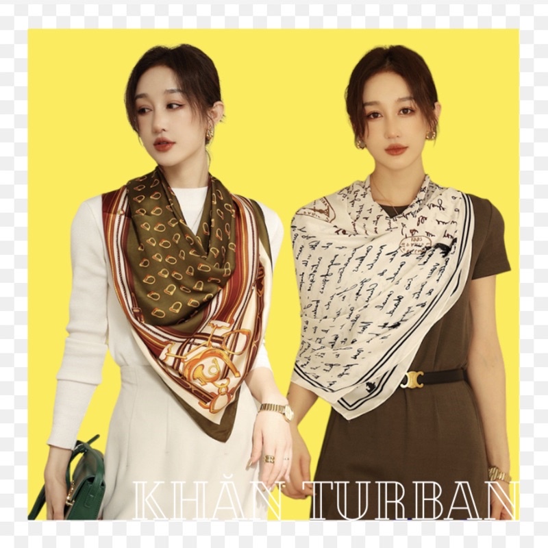 Khăn turban lụa vuông choàng cổ thanh lịch size 108x108cm nhiều mẫu