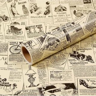 Cuộn 10mét giấy dán tường Báo chữ 45cm sẵn keo