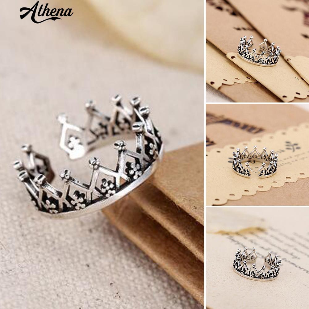 Nhẫn Đeo Tay Kim Loại Hình Vương Miện Vintage Cho Nữ