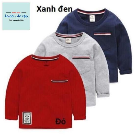 Áo thun bé trai dài tay, có túi ngay ngực, may đắp logo (Màu xanh đen). Bảo Vy