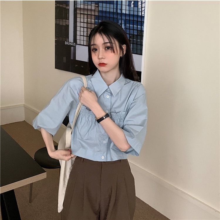 Áo Sơ Mi Mỏng Ngắn Phong Cách Hàn Quốc Mới Mùa Hè