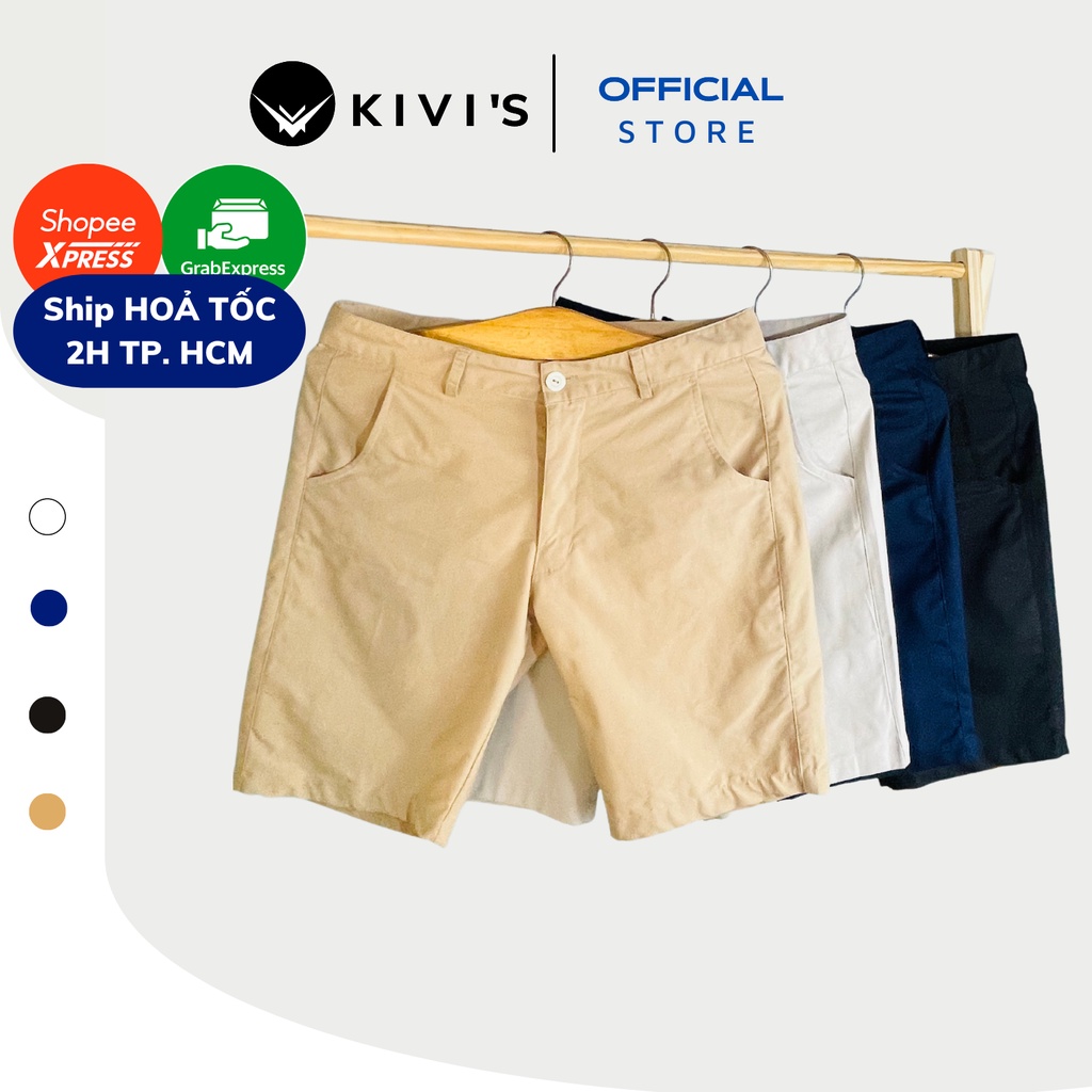 Quần short nam OKYI chất liệu kaki jean co giãn thiết kế đơn giản chuẩn form KIVI'S