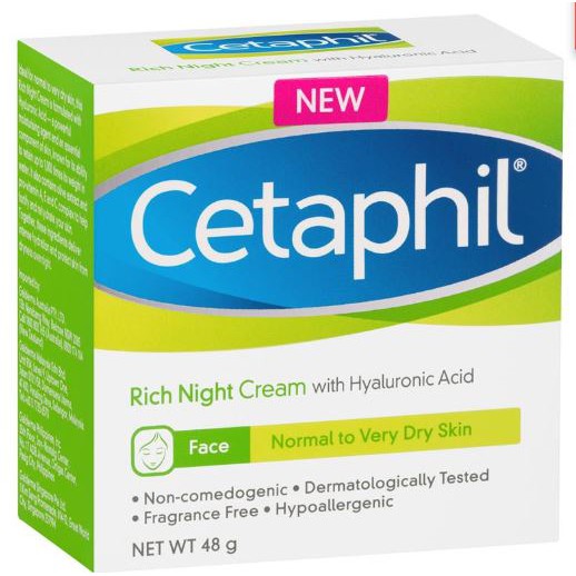 Kem dưỡng da ban đêm Cetaphil Rich Hydrating Night Cream with Hyaluronic acid 48g hàng order Úc