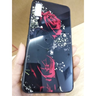 Ốp lưng Samsung Galaxy A7 2018 / A50 2019 in 3D hoa hồng mặt kính cường lực