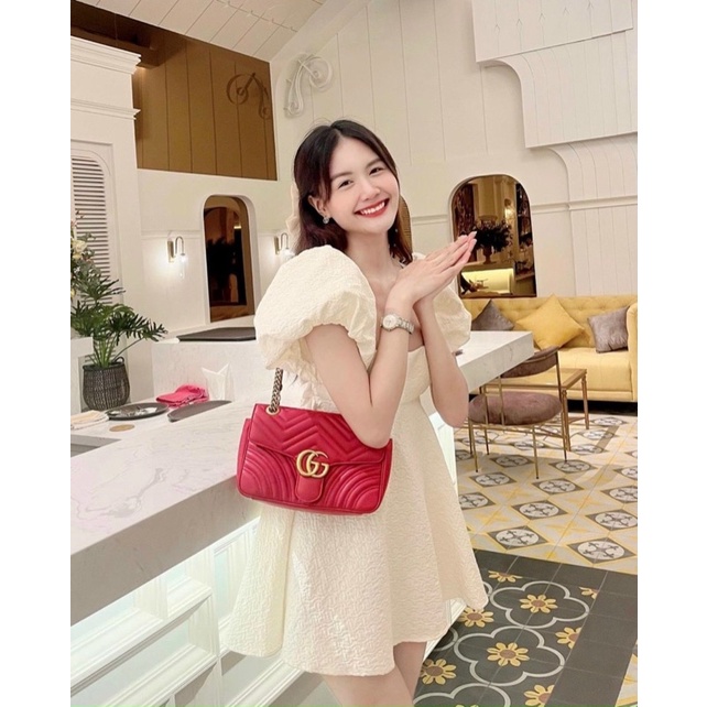 Đầm baby doll nơ lưng cổ vuông