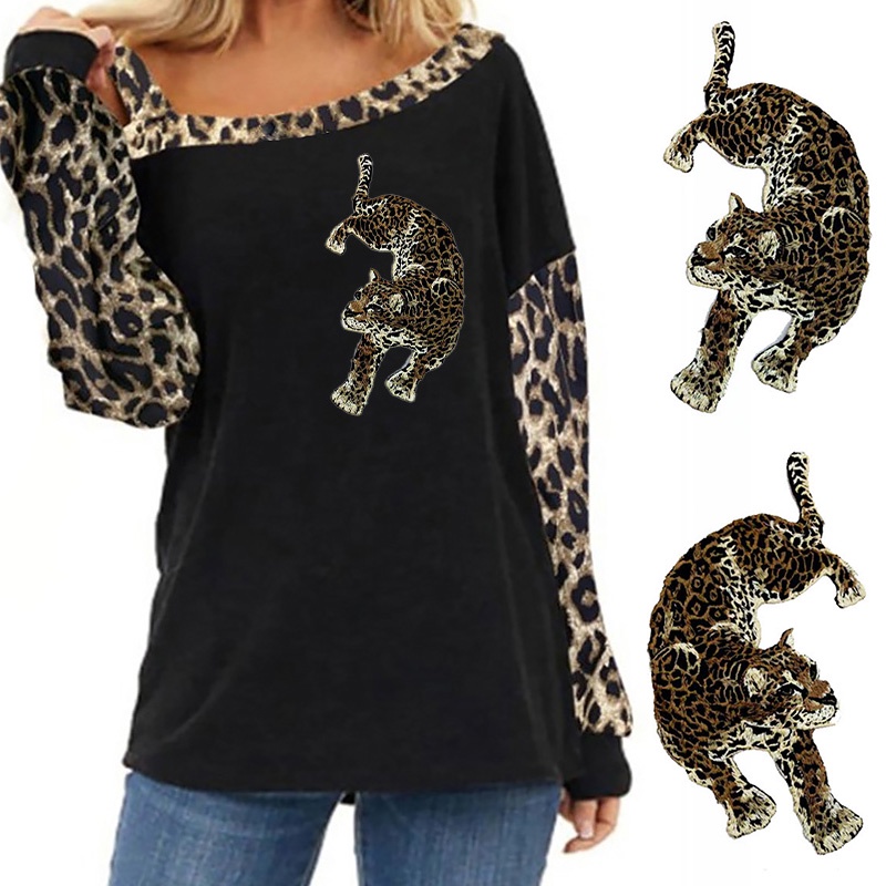 Miếng Dán Trang Trí Quần Áo Bằng Vải Ren Thêu Hình Báo Ý Độc Đáo