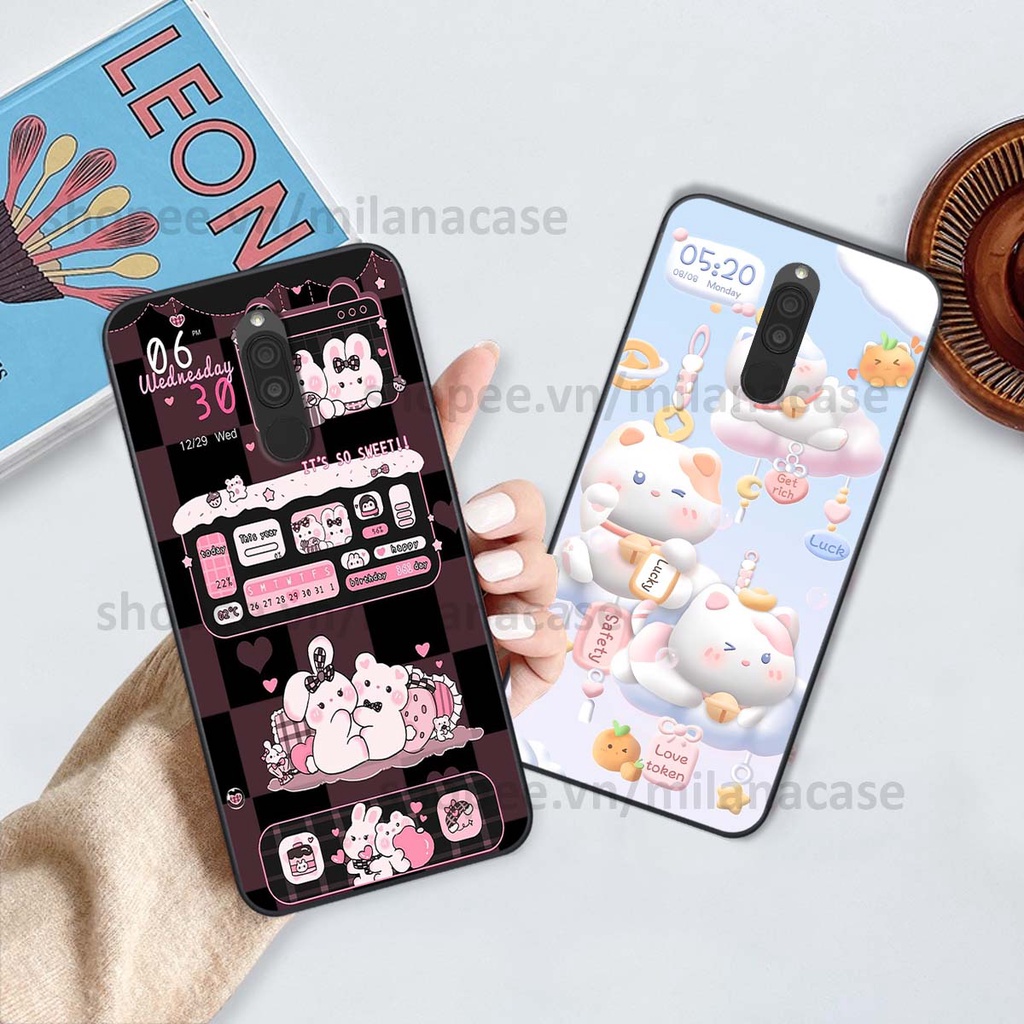 Ốp Xiaomi Redmi 8 hình đồng hồ icon gấu mèo cute cực dễ thương ngộ nghĩnh