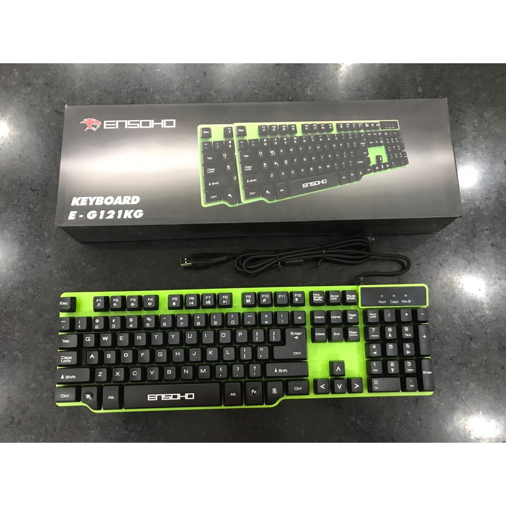 Bàn phím giả cơ có dây ENSOHO E-G121KF ( ko led, nền màu cam, keycap màu đen )