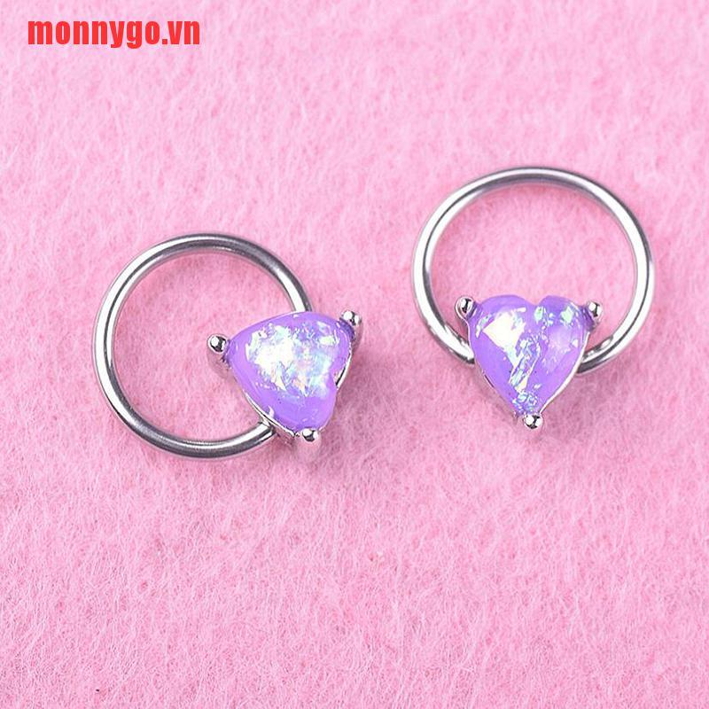 (Hàng Mới Về) Nhẫn Đeo Cơ Thể Bằng Thép Không Gỉ 16g Đính Đá Opal