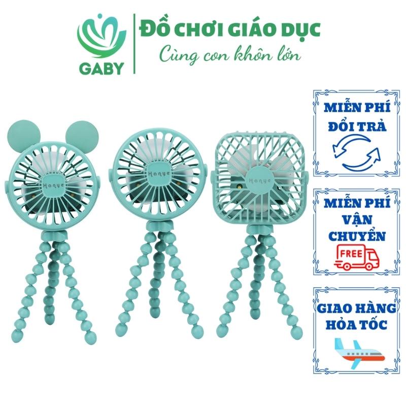 Quạt sạc điện cầm tay mini GABY Quạt tích điện mini, 3 chế độ gió, có đèn led thích hợp để bàn, mang đi dạo, đi picnic
