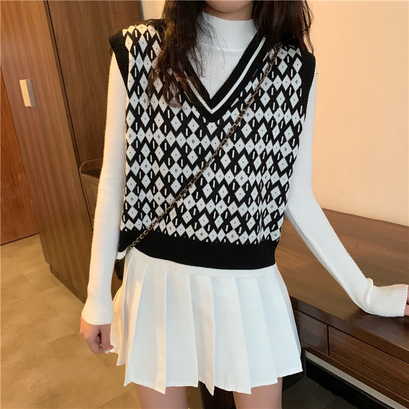 Áo Dệt Kim Sát Nách Phong Cách Retro Hàn Quốc Mới