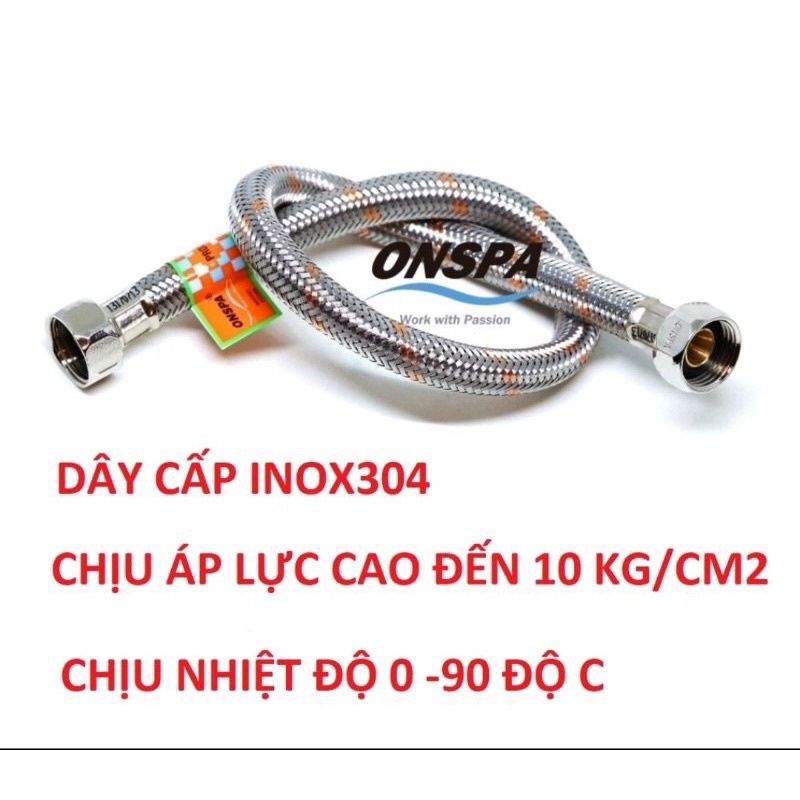 (xịn) Dây cấp sus 304 onspa 40cm, lắp bình nóng lạnh, bồn cầu, chậu rửa mặt... siêu bền đẹp chịu áp cao.