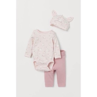 Set 3ct body kèm mũ H&M sơ sinh