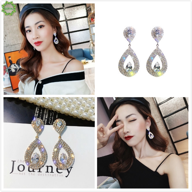 Hoa tai hình giọt nước đính đá cho nữ