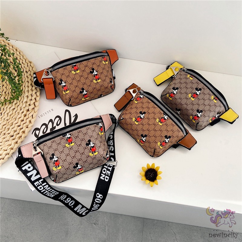 Túi đeo chéo PU họa tiết hoạt hình phong cách Hàn Quốc dành cho các bé