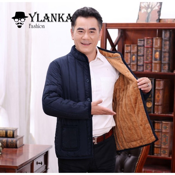 Áo khoác trung niên cao tuổi Áo khoác tặng bố tặng ông - áo lót lông cực dày cực ấm