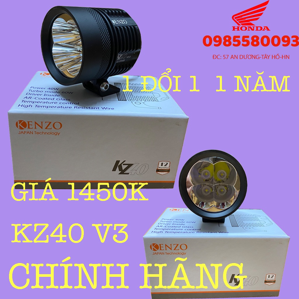 CHÍNH HÃNG - Kenzo  KZ40 v3 60W - mẫu 2021 - Đèn trợ sáng cao cấp chip LED sst sst20 tặng kèm lens vàng M60 L4x L4 M10