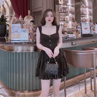 Váy 2 dây bản to đính cúc
