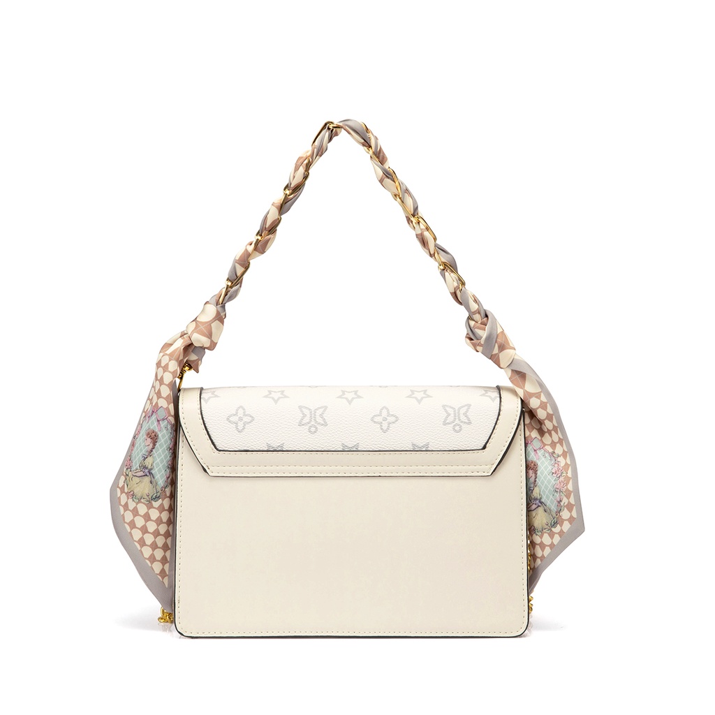 Túi xách nữ đẹp Just Star sang trọng dễ thương phối khăn charm cừu cute ViAnh Store 172905 đi làm đi chơi tiệc